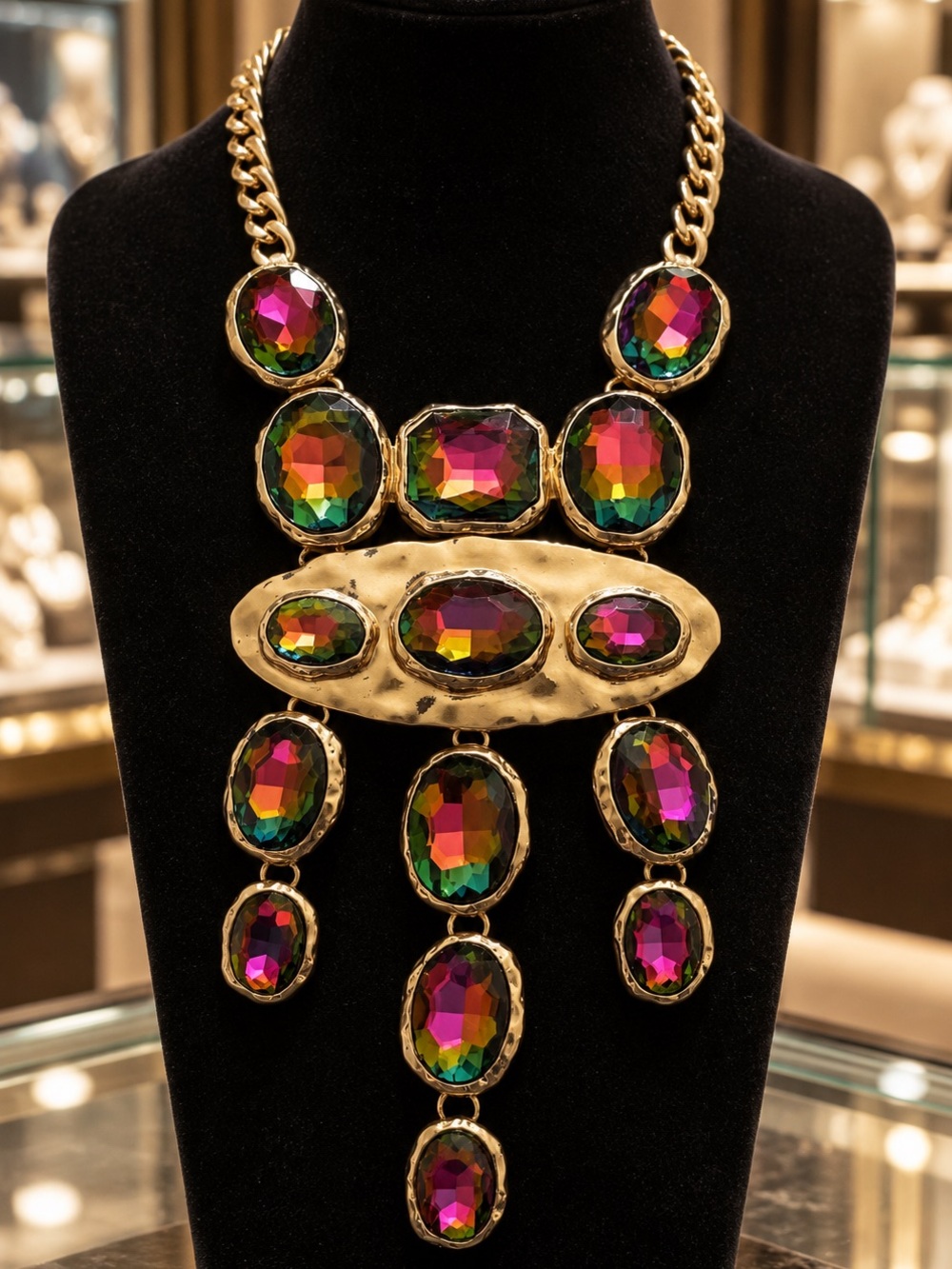 ✨ OFF PARK COLLECTION MULTICOLOR CRYSTAL STATEMENT NECKLACE ✨ - Picture 1 of 4